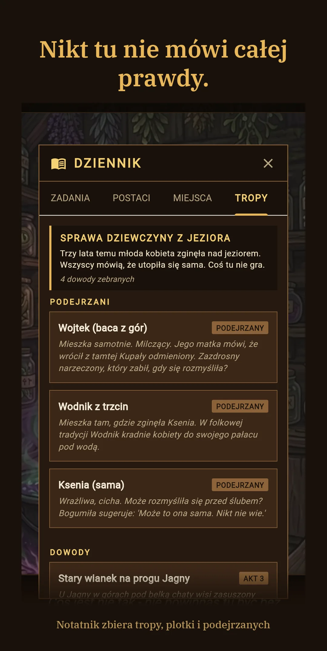 Notatnik śledczy: sprawa dziewczyny z jeziora, podejrzani i dowody